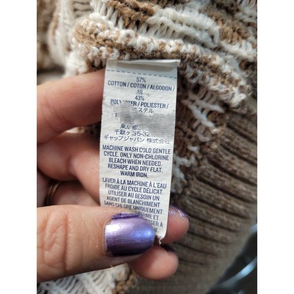 Old Navy Boho Geometric Knit Cardigan Sweater‎ Camel & White Southwestern L - Picture 10 of 10